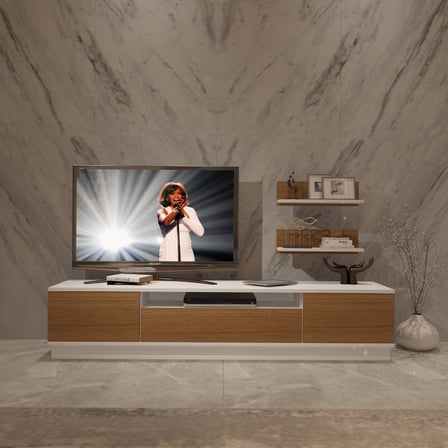 Decoraktiv Trio 4s Mdf Tv Ünitesi Tv Sehpası - Beyaz Ceviz