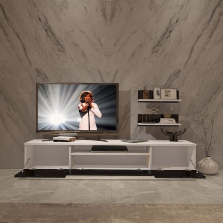 Decoraktiv Trio 4s Mdf Tv Ünitesi Tv Sehpası - Beyaz Siyah