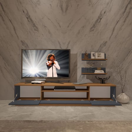 Decoraktiv Trio 4s Mdf Tv Ünitesi Tv Sehpası - Ceviz Antrasit