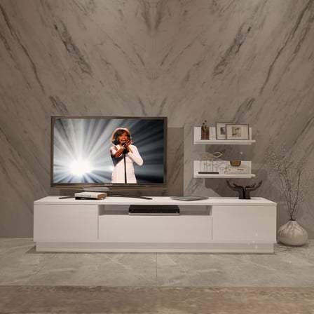 Decoraktiv Trio 4s Mdf Tv Ünitesi Tv Sehpası - Parlak Beyaz