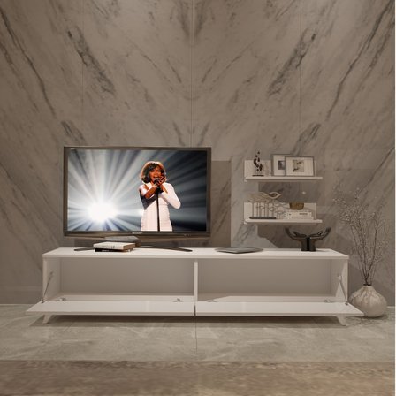 Decoraktiv Eko 4 Mdf Std Retro Tv Ünitesi Tv Sehpası - Parlak Beyaz