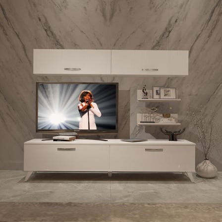 Decoraktiv Eko 5 Slm Std Retro Tv Ünitesi Tv Sehpası - Parlak Beyaz