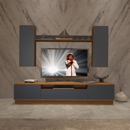 Decoraktiv Trio 5ds Mdf Tv Ünitesi Tv Sehpası - Ceviz Antrasit