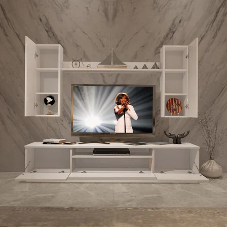 Decoraktiv Trio 5ds Mdf Tv Ünitesi Tv Sehpası - Parlak Beyaz