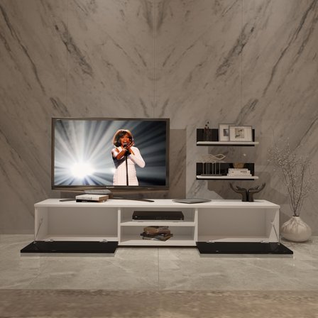 Decoraktiv Eko 4 Mdf Dvd Tv Ünitesi Tv Sehpası - Beyaz Siyah