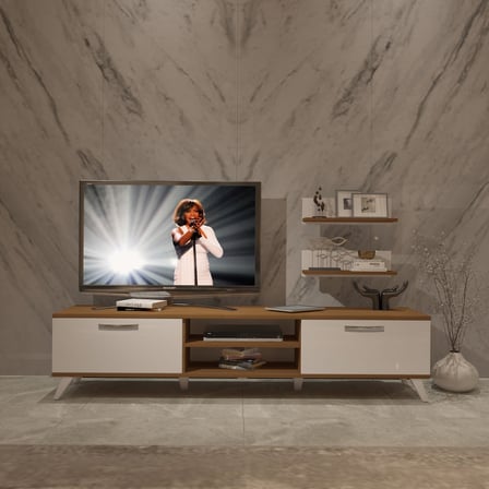 Decoraktiv Eko 4 Mdf Dvd Retro Tv Ünitesi Tv Sehpası - Ceviz Beyaz
