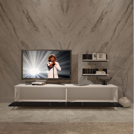 Decoraktiv Eko 4 Slm Std Retro Tv Ünitesi Tv Sehpası - Beyaz Siyah