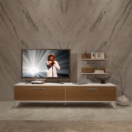 Decoraktiv Eko 4 Slm Std Retro Tv Ünitesi Tv Sehpası - Beyaz Ceviz