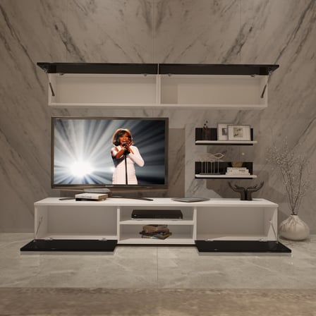 Decoraktiv Eko 5 Mdf Dvd Tv Ünitesi Tv Sehpası - Beyaz Siyah