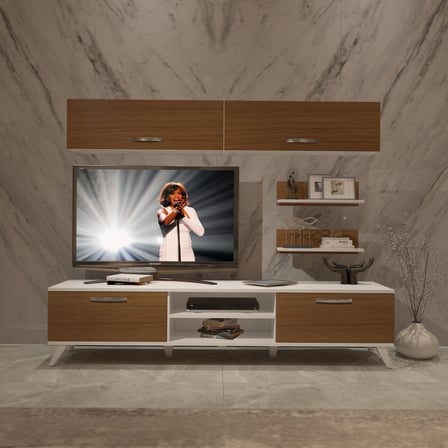 Decoraktiv Eko 5 Mdf Dvd Retro Tv Ünitesi Tv Sehpası - Beyaz Ceviz