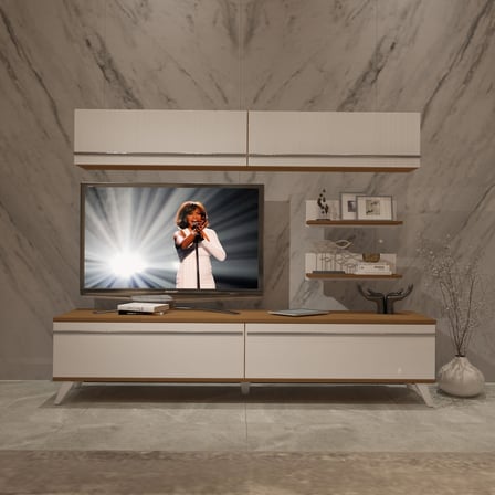 Decoraktiv Eko 5 Mdf Std Retro Tv Ünitesi Tv Sehpası - Ceviz Beyaz