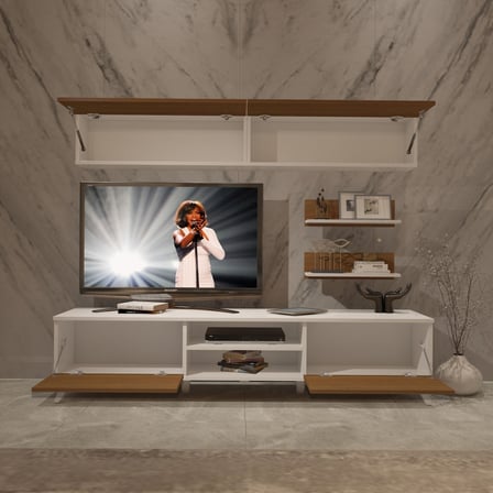 Decoraktiv Eko 5 Slm Dvd Retro Tv Ünitesi Tv Sehpası - Beyaz Ceviz
