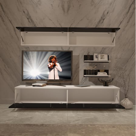 Decoraktiv Eko 5 Slm Std Retro Tv Ünitesi Tv Sehpası - Beyaz Siyah