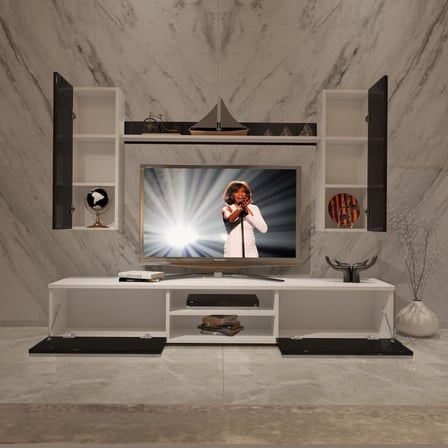 Decoraktiv Eko 7 Mdf Dvd Tv Ünitesi Tv Sehpası - Beyaz Siyah