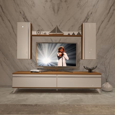 Decoraktiv Eko 7 Mdf Std Retro Tv Ünitesi Tv Sehpası - Ceviz Beyaz