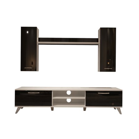 Decoraktiv Eko 7 Slm Dvd Retro Tv Ünitesi Tv Sehpası - Beyaz Siyah