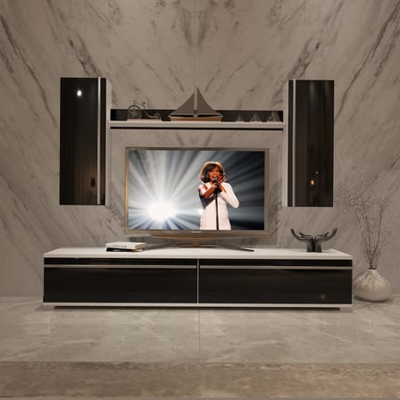 Decoraktiv Eko 5d Mdf Std Tv Ünitesi Tv Sehpası - Beyaz Siyah