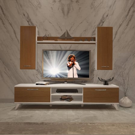 Decoraktiv Eko 5d Slm Dvd Retro Tv Ünitesi Tv Sehpası - Beyaz Ceviz