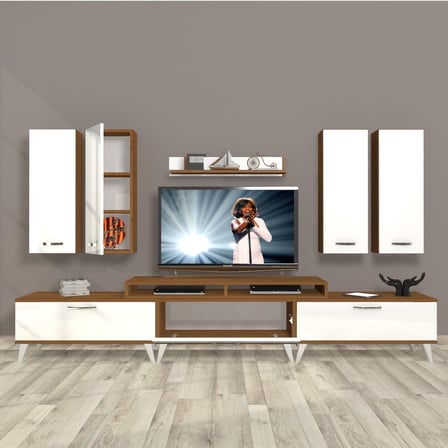 Decoraktiv Ekoflex 8d Slm Retro Tv Ünitesi Tv Sehpası - Ceviz Beyaz