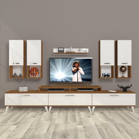 Decoraktiv Ekoflex 8da Slm Retro Tv Ünitesi Tv Sehpası - Ceviz Beyaz