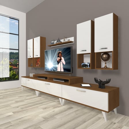 Decoraktiv Ekoflex 8da Slm Retro Tv Ünitesi Tv Sehpası - Ceviz Beyaz