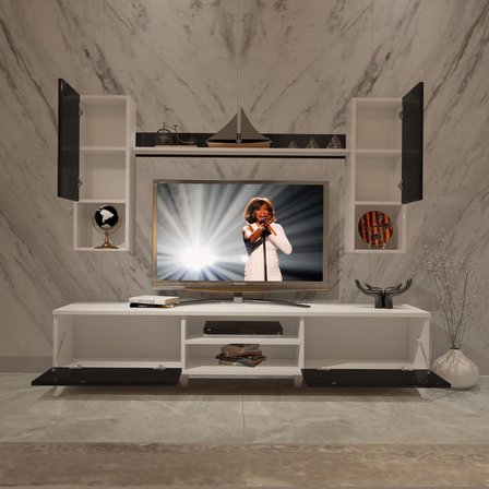 Decoraktiv Eko 5da Mdf Dvd Retro Tv Ünitesi Tv Sehpası - Beyaz Siyah