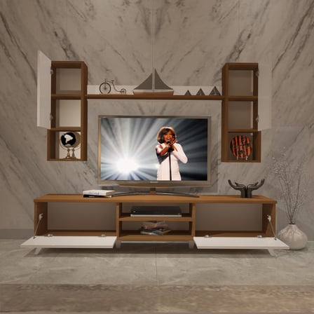 Decoraktiv Eko 5da Mdf Dvd Retro Tv Ünitesi Tv Sehpası - Ceviz Beyaz