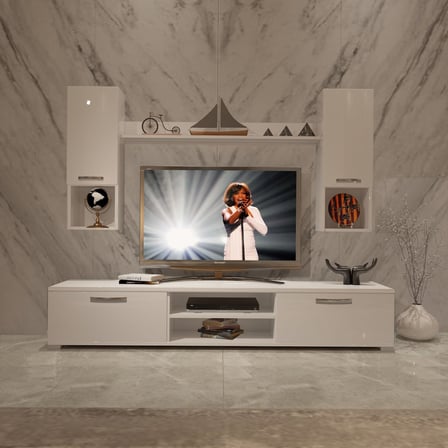 Decoraktiv Eko 5da Mdf Dvd Tv Ünitesi Tv Sehpası - Parlak Beyaz