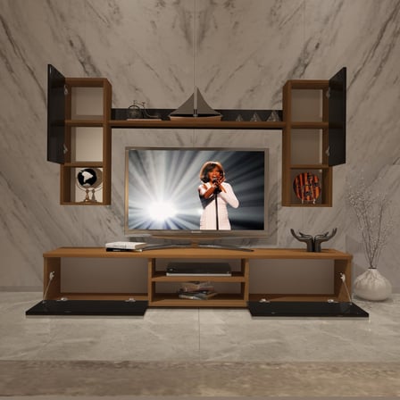 Decoraktiv Eko 5da Mdf Dvd Tv Ünitesi Tv Sehpası - Ceviz Siyah