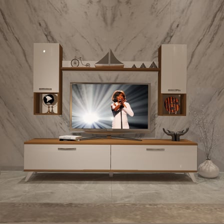 Decoraktiv Eko 5da Mdf Std Retro Tv Ünitesi Tv Sehpası - Ceviz Beyaz