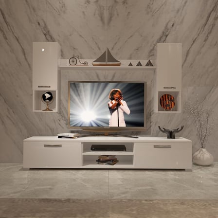 Decoraktiv Eko 5da Slm Dvd Tv Ünitesi Tv Sehpası - Parlak Beyaz