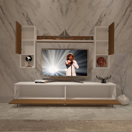Decoraktiv Eko 5da Slm Std Krom Ayaklı Tv Ünitesi Tv Sehpası - Beyaz Ceviz