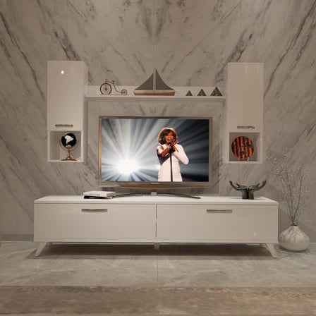 Decoraktiv Eko 5da Slm Std Retro Tv Ünitesi Tv Sehpası - Parlak Beyaz