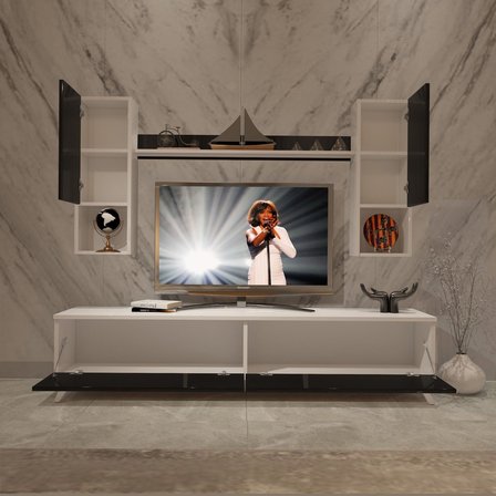 Decoraktiv Eko 5da Slm Std Retro Tv Ünitesi Tv Sehpası - Beyaz Siyah