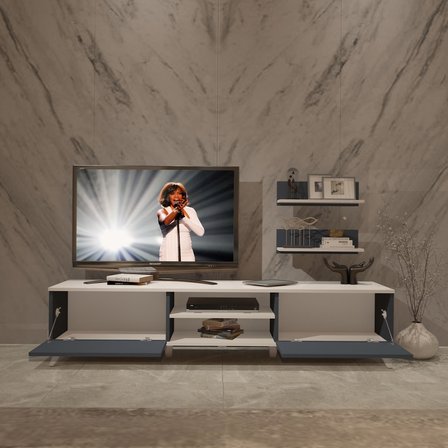 Decoraktiv Eko 4 Mdf Dvd Retro Tv Ünitesi Tv Sehpası - Beyaz Antrasit