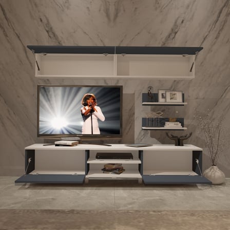 Decoraktiv Eko 5 Mdf Dvd Retro Tv Ünitesi Tv Sehpası - Beyaz Antrasit