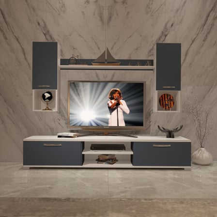 Decoraktiv Eko 5da Mdf Dvd Tv Ünitesi Tv Sehpası - Beyaz Antrasit
