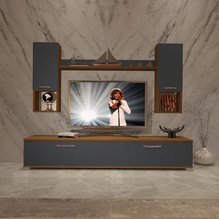 Decoraktiv Eko 5da Mdf Std Tv Ünitesi Tv Sehpası - Ceviz Antrasit
