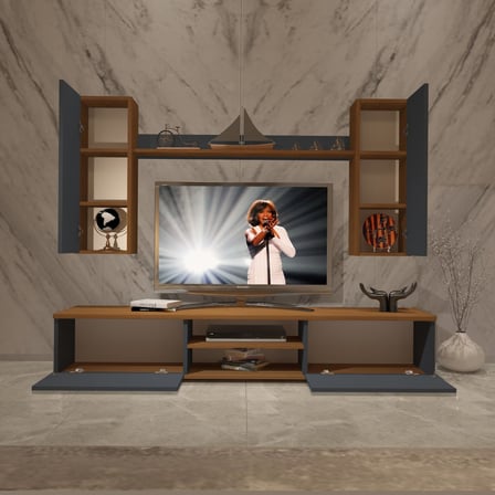Decoraktiv Eko 7 Mdf Dvd Tv Ünitesi Tv Sehpası - Ceviz Antrasit
