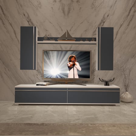 Decoraktiv Eko 7 Mdf Std Tv Ünitesi Tv Sehpası - Beyaz Antrasit