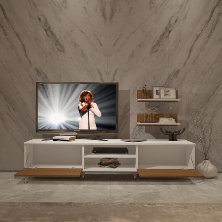Decoraktiv Eko 4 Mdf Dvd Silver Tv Ünitesi Tv Sehpası - Beyaz Ceviz