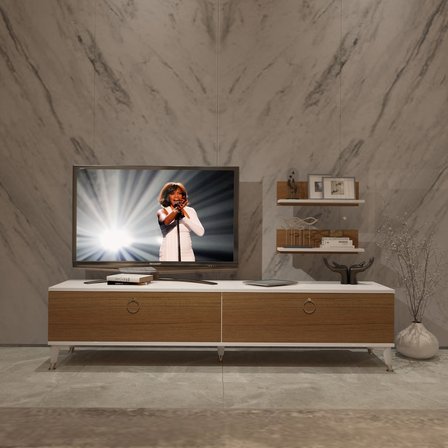 Decoraktiv Eko 4 Mdf Std Gold Tv Ünitesi Tv Sehpası - Beyaz Ceviz