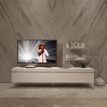 Decoraktiv Eko 4 Mdf Std Silver Tv Ünitesi Tv Sehpası - Parlak Beyaz