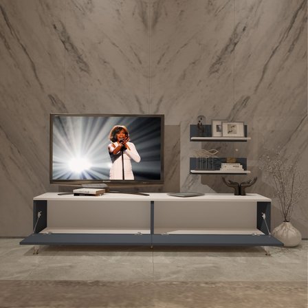 Decoraktiv Eko 4 Mdf Std Gold Tv Ünitesi Tv Sehpası - Beyaz Antrasit