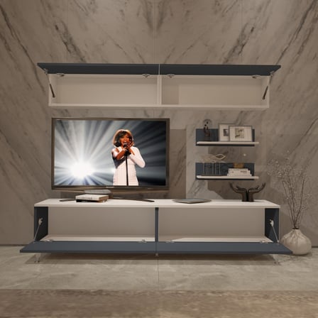 Decoraktiv Eko 5 Mdf Std Silver Tv Ünitesi Tv Sehpası - Beyaz Antrasit
