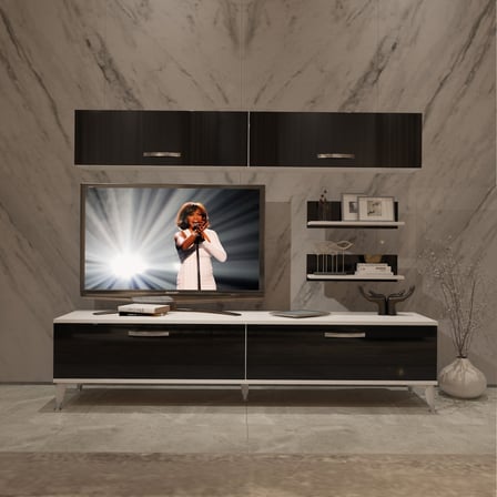 Decoraktiv Eko 5 Slm Std Silver Tv Ünitesi Tv Sehpası - Beyaz Siyah