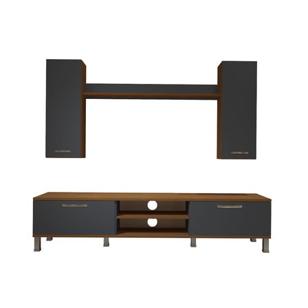 Decoraktiv Eko 5d Mdf Dvd Krom Ayaklı Tv Ünitesi Tv Sehpası - Ceviz Antrasit