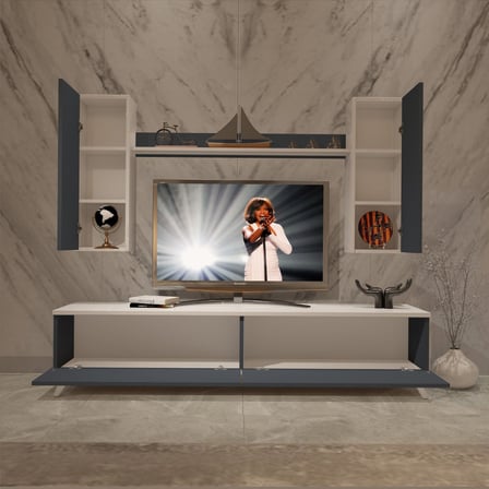 Decoraktiv Eko 5d Mdf Std Retro Tv Ünitesi Tv Sehpası - Beyaz Antrasit