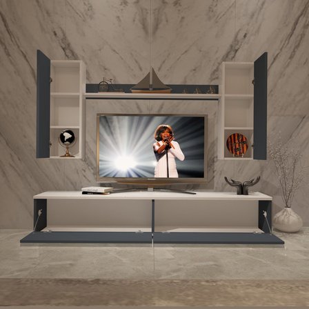 Decoraktiv Eko 5d Mdf Std Tv Ünitesi Tv Sehpası - Beyaz Antrasit