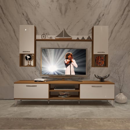 Decoraktiv Eko 5da Mdf Dvd Silver Tv Ünitesi Tv Sehpası - Ceviz Beyaz